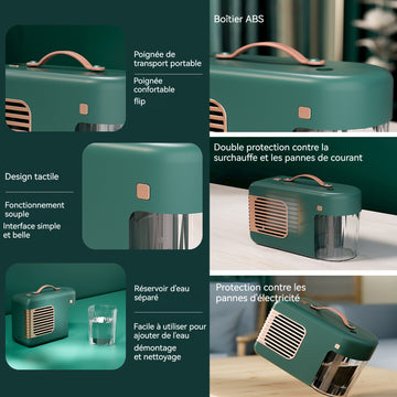 Radiateur soufflant 500w humidificateur d'air avec 450ml réservoir d'eau séparé éclairage d'ambiance et intermittent pulvérisation